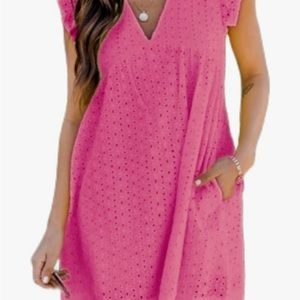 Eyelet Romper Dress with Shorts,  and has Pockets